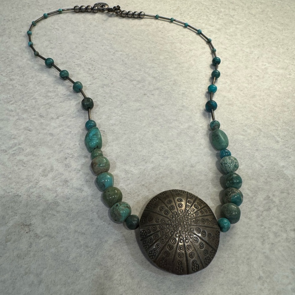Turquoise and .925 Silver Beaded Necklace
